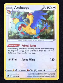 Pokemon TCG Archeops 147/195 2022 Silver Tempest Holo Rare Card - NM - Image 1