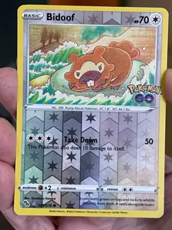 POKEMON BIDOOF 059/078 COMMON UNPEELED DITTO REVERSE HOLOFOIL POKEMON GO NM CARD - Image 1