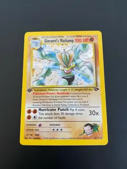 1st Edition Giovanni's Machamp Rare Holo 6/132 Gym Heroes Pokemon Card - Image 1