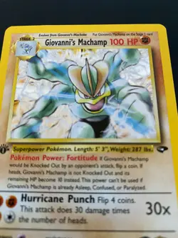 1st Edition Giovanni's Machamp Rare Holo 6/132 Gym Heroes Pokemon Card - Image 2