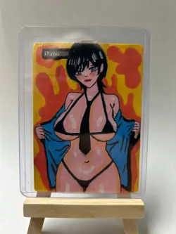 Magic MTG Altered Painted Plains Land Anime Girl - Image 1