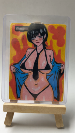 Magic MTG Altered Painted Plains Land Anime Girl - Image 2