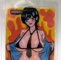 Magic MTG Altered Painted Plains Land Anime Girl - Image 5