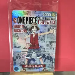Monkey.D.Luffy P-055 College Basketball US Voyage One Piece Promo Card SEALED - Image 1