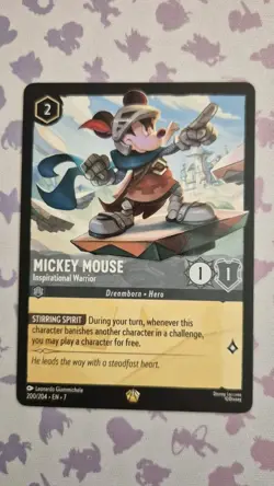 Mickey Mouse - Inspirational Warrior 200/204 Archazia’s Island Disney Lorcana - Image 1