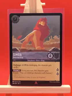 Simba Returned King 189/204 Foil Rare The First Chapter Disney Lorcana Card New - Image 2