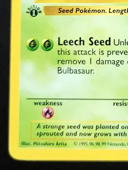 Bulbasaur 1st Edition Shadowless Base Set 44/102 Non Holo Pokemon TCG Card - Image 5