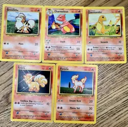 Lot of 5 VINTAGE Pokemon Cards 1999 WOTC **Base Set** Non-Holo - Image 1