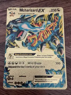 Mcharizard EX HP230 Gold Metal Pokemon Card - Image 1