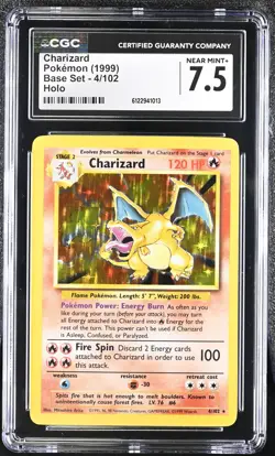 CGC 7.5 Charizard 1999 Base Set 4/102 Holo Pokemon Card - Image 1