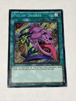 YuGiOh Pot of Desires Secret Rare 1st Edition TDIL-EN066 - Image 1