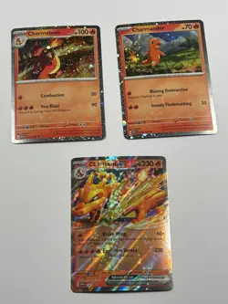POKEMON Charizard ex SVP 161 Charmander Charmeleon Holo 3 Card Set Super Premium - Image 2