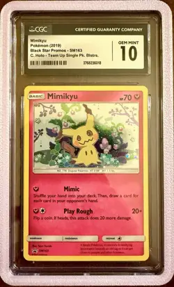 CGC 10 GEM MINT 2019 POKEMON SM BLACK STAR PROMO #SM163 MIMIKYU - Image 1