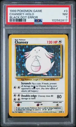1999 POKEMON GAME BLACK DOT ERR #3 CHANSEY-HOLO PSA 7 - Image 1