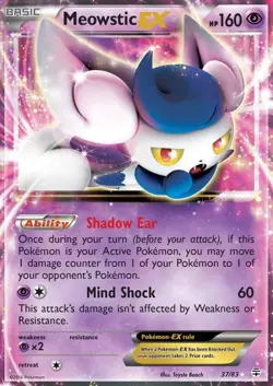 Meowstic-EX - 37/83 - Holo Rare ex PL/MP, English Pokemon Generations - Image 1