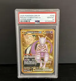 2025 POKEMON DRI EN-DESTINED RIVALS HYPER RARE TEAM ROCKET'S MEWTWO EX PSA 10 - Image 1