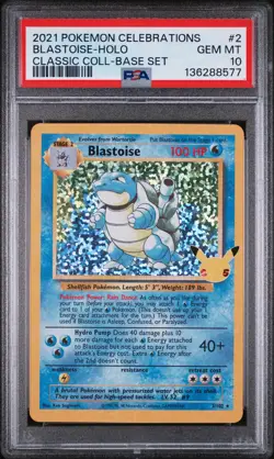 2021 POKEMON CELEBRATIONS CLASSIC COLL #2 BLASTOISE-HOLO PSA 10 - Image 1
