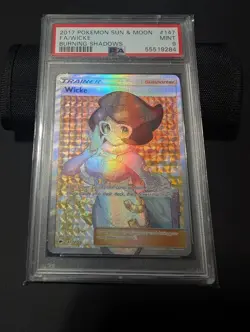 2017 Pokemon Sun & Moon Burning Shadows Wicke 147/147 Full Art Trainer PSA 9 Eng - Image 1