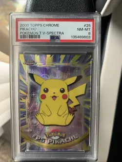 Pikachu 2000 Pokemon T.V. Topps Chrome Spectra #25 PSA 8 - Image 1
