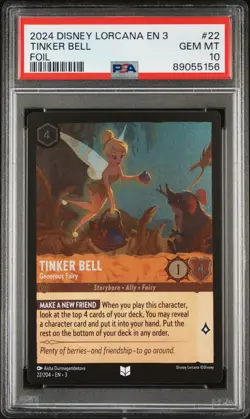 2024 Disney Lorcana 3 #22 Tinker Bell Generous Fairy - Foil PSA 10 GEM! - Image 1