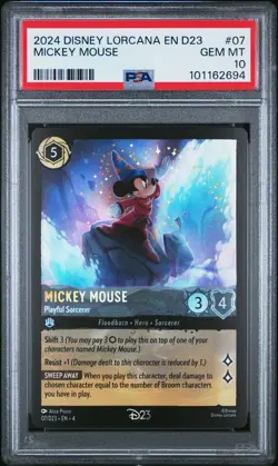 2024 DISNEY LORCANA EN D23-D23 EXPO PROMO MICKEY MOUSE - PLAYFUL SORCERER PSA 10 - Image 1