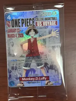 One Piece Monkey D. Luffy US Voyage College Basketball Promo Card Sealed - New - Image 1