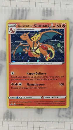 Pokemon Special Delivery Charizard Promo Holo SWSH075 Sword & Shield Card - Image 1