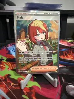 Pokemon TCG Trainer Mela Ultra Rare Holo Card 140/131 Prismatic Evolutions - Image 1