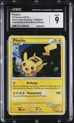 CGC 9 MINT Pikachu 2010 Black Star Promos HGSS03 Holo Pokemon Card - Image 1