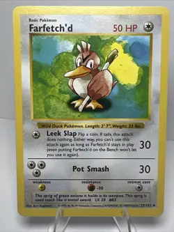 LP Farfetch'd Shadowless 27/102 Non-Holo Base Set AUTHENTIC Pokemon Card - Image 1