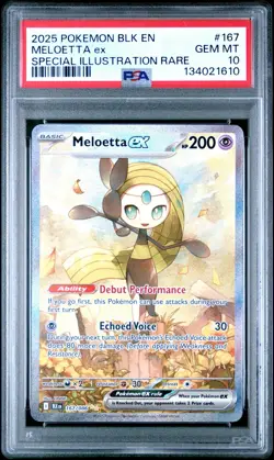 2025 POKEMON BLK EN-BLACK BOLT SPECIAL ILLUSTRATION RARE #167 MELOETTA EX PSA 10 - Image 1