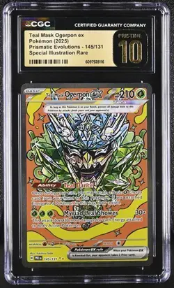 Teal Mask Ogerpon ex SIR CGC 10 Pristine Pokemon (2025) Prismatic Evolutions 145 - Image 1