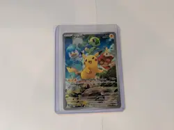 Pokemon Paldea Evolved Pikachu SVP027 Black Star Promo Pokemon Center Stamp - Image 1