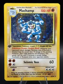 Pokemon Machamp 1st Edition Holo Rare Base Set 8/102 100 HP WOTC - Image 1