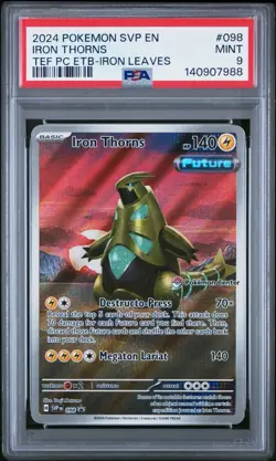 2024 POKEMON TEMPORAL FORCES POKEMON CENTER ETB PROMO SVP #098 IRON THORNS PSA 9 - Image 1
