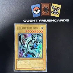YUGIOH BLUE EYES WHITE DRAGON SUPER RARE SKE-001 1ST EDITION DAMAGED - Image 1