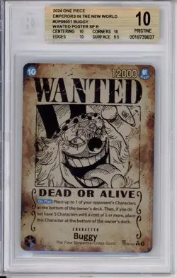 BGS PRISTINE 10 Buggy One Piece Wanted Poster SP SR Holo OP09-051 - Image 1