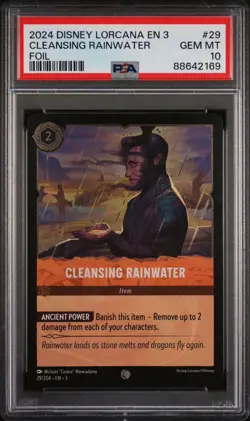 2024 Disney Lorcana 3 #29 Cleansing Rainwater - Foil PSA 10 GEM! - Image 1