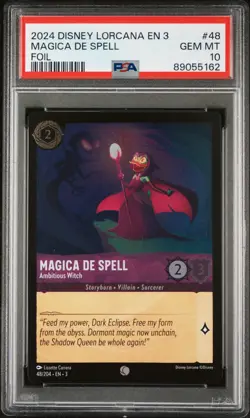 2024 Disney Lorcana 3 #48 Magica De Spell Ambitious Witch - Foil PSA 10 GEM! - Image 1