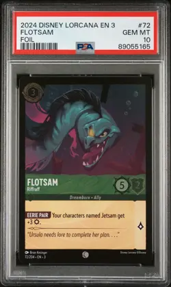 2024 Disney Lorcana 3 #72 Flotsam Riffraff - Foil PSA 10 GEM! - Image 1