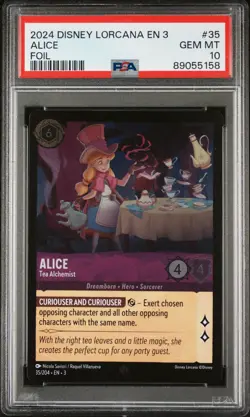 2024 Disney Lorcana 3 #35 Alice Tea Alchemist - Foil PSA 10 GEM! - Image 1