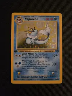 Vaporeon Holo 12/64 1st Edition Jungle 1999 Pokemon Card - Image 1