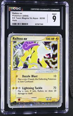 CGC 9 MINT Raikou ex 2004 EX Team Magma Vs Aqua 92/95 Holo Pokemon Card - Image 1