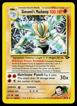 Giovanni's Machamp 6/132 Holo Rare Gym Challenge Pokemon Card - Image 1
