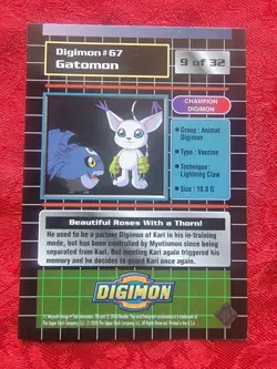 Animated Series 2 Digimon Trading Card Gatomon 9 of 32 Silver Stamp - Image 2
