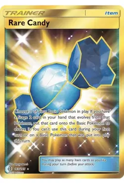 Pokemon TCG Sun & Moon Guardians Rising Rare Candy Gold Secret Rare Card 165/145 - Image 1