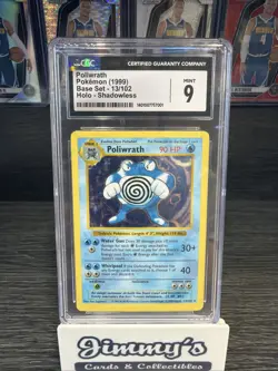 Poliwrath Holo Rare Pokemon TCG Card 13/102 Base Set Shadowless CGC 9 - Image 1