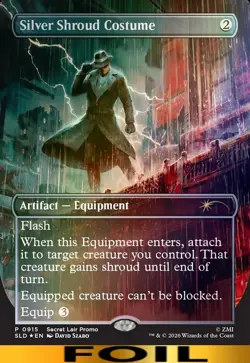 Silver Shroud Costume ** FOIL BORDERLESS ** Secret Lairs: Fallout - NM MTG - Image 1