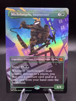 Michelangelo, Improviser (Borderless) TMNT MTG Foil Mythic Unplayed - Image 1