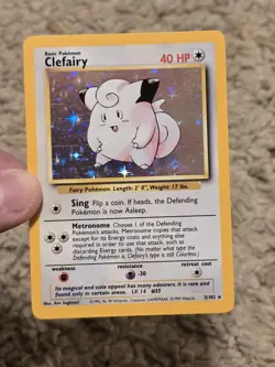 Pokemon TCG Clefairy Base Set Holo Unlimited Rare Card 5/102 MP Condition - Image 1